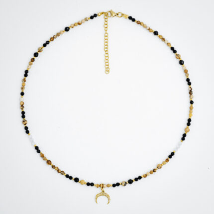 Naszyjnik Choker Jaspisem Obrazkowym, Spinelem