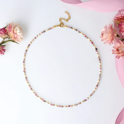 Naszyjnik choker z Jaspisem zebra, Kryształem górskim, Perłą naturalną