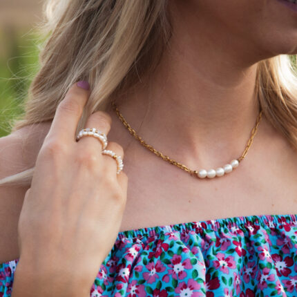 Naszyjnik łańcuszek z Perłą Naturalną