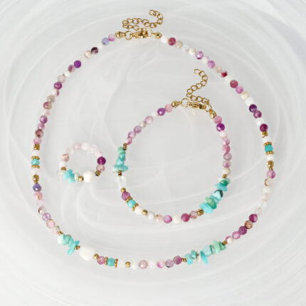 Zestaw Lepidolit, Kamień Księżycowy, Amazonit