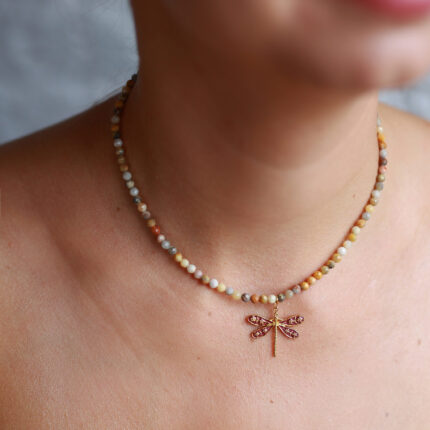 Naszyjnik Choker z Agatem Koronkowym