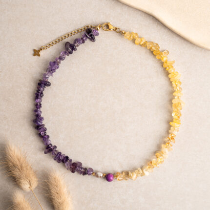 Naszyjnik Choker z Cytrynem i Ametystem