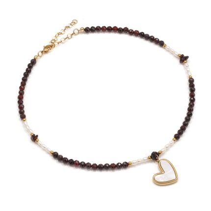 Naszyjnik Choker z Granatem, Perła i LIMITOWANĄ zawieszką