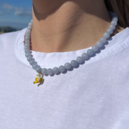 Naszyjnik Choker Jadeit Błękitny