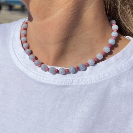 Naszyjnik Choker Jadeit Błękitny, Thulit