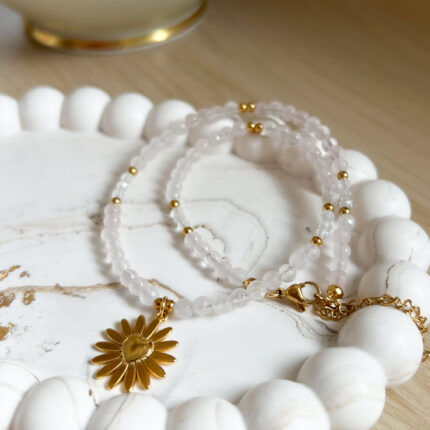 Naszyjnik Choker z Kwarcem Różowym, Kryształem Górskim z LIMITOWANĄ zawieszką