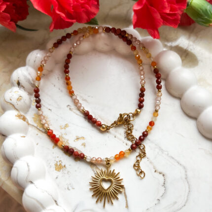 Naszyjnik Choker z Jaspisem, Agatem, Cyrkonią z LIMITOWANĄ zawieszką