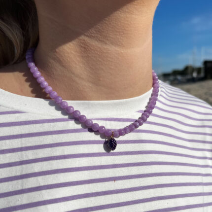 Naszyjnik Choker Jadeit Fioletowy