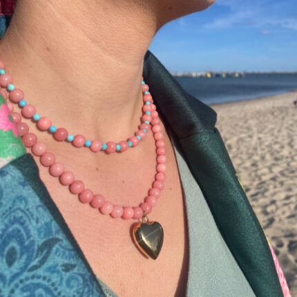 Naszyjnik Choker Jadeit Różowy, Magnezyt