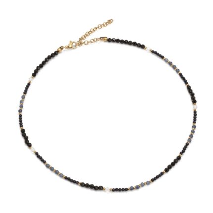 naszyjnik z szafirem, opalem i turmalinem